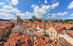 Prague 07-2016 view from Lesser Town Tower of Charles Bridge img6